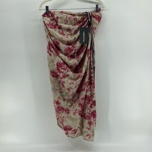 NWT! Pretty Little Thing Fuchsia Tie Dye Ruched Side Midi Skirt